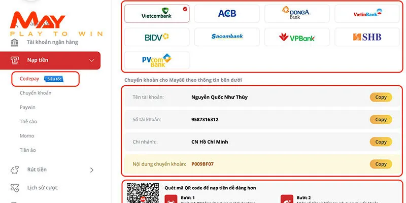 Nạp tiền May88 đơn giản bằng thẻ cào điện thoại