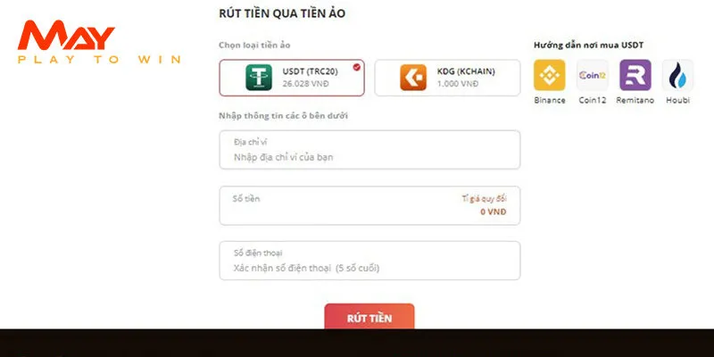 Những điều khoản liên quan đến rút tiền May88